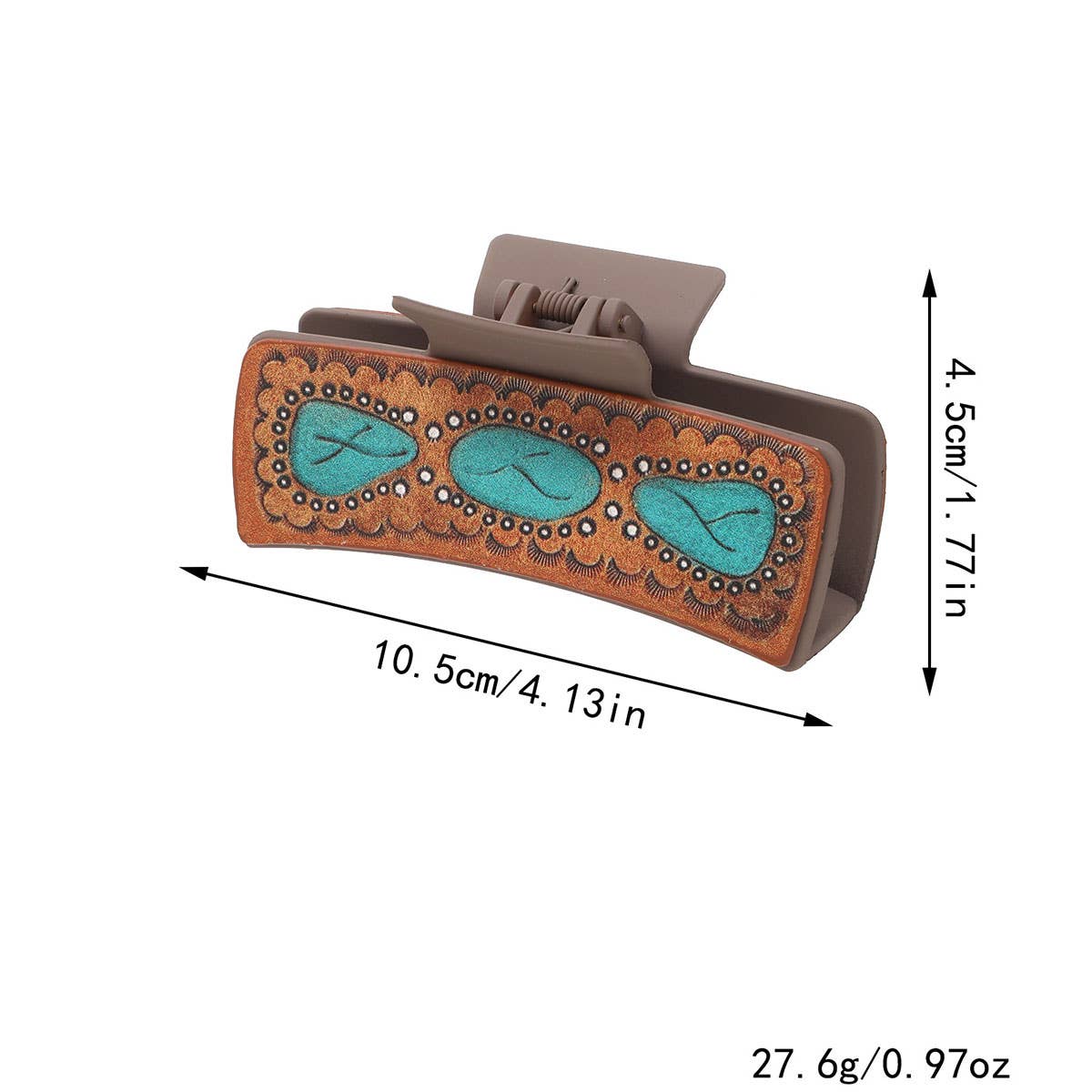 Western Cactus Sunflower Hair Claw - Leather Clip