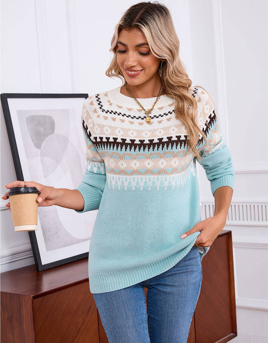 Ethnic geometric pattern Fair Isle sweater