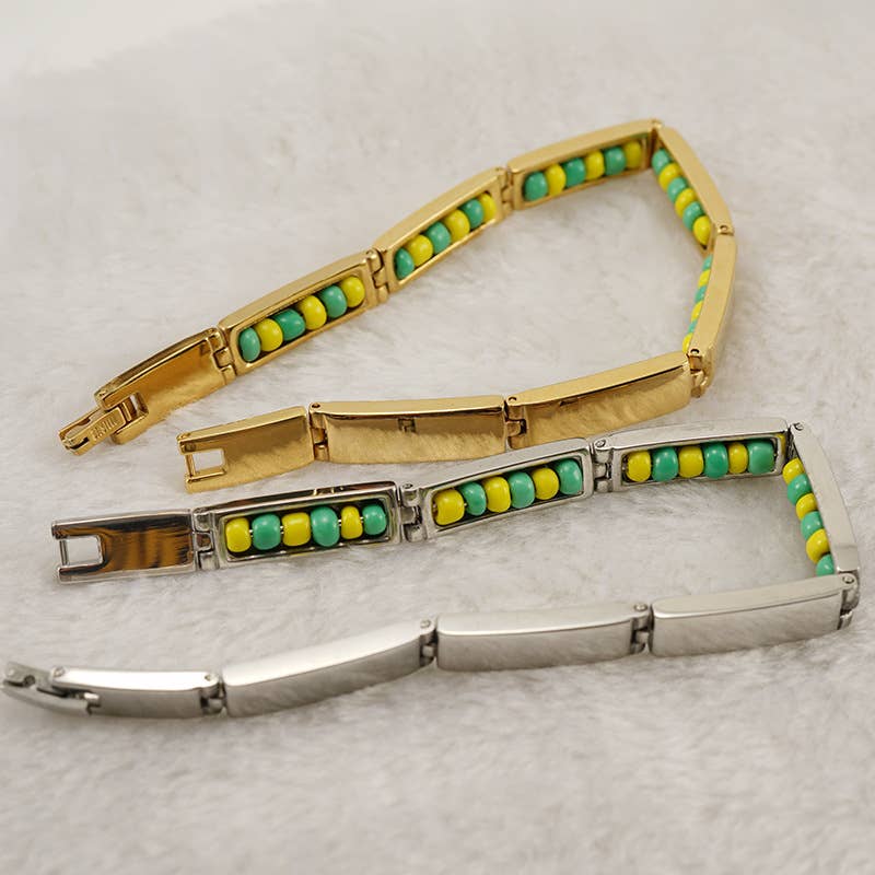 18K TITANIUM STEEL ALL-MATCHING BEAD BRACELET