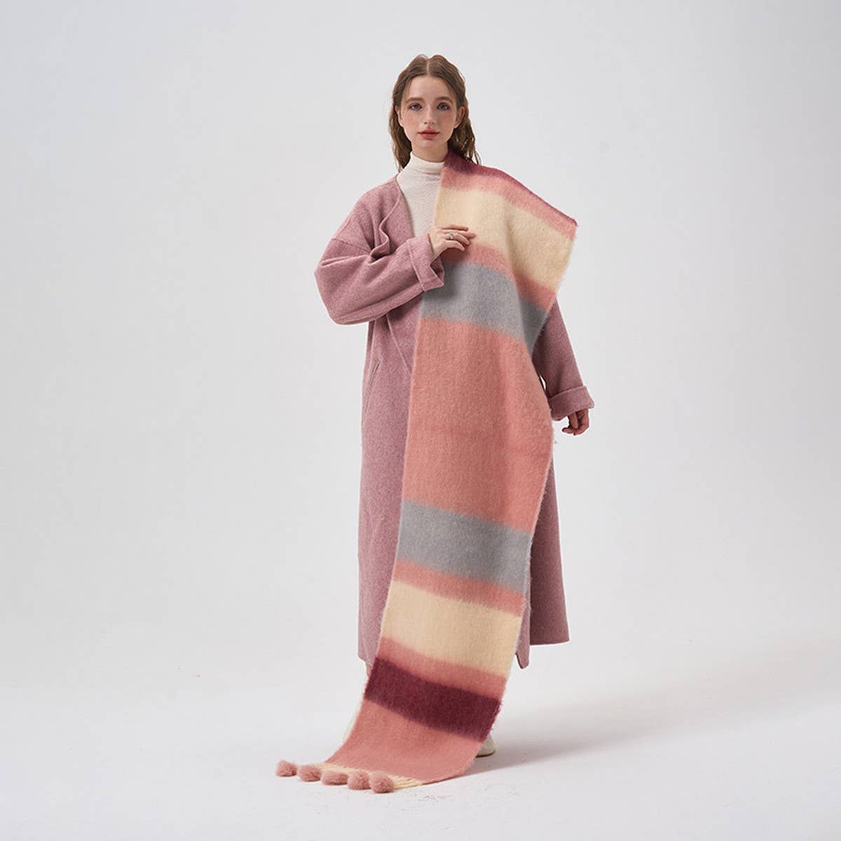 Colorblock Stripe Scarf ? Faux Cashmere Wrap