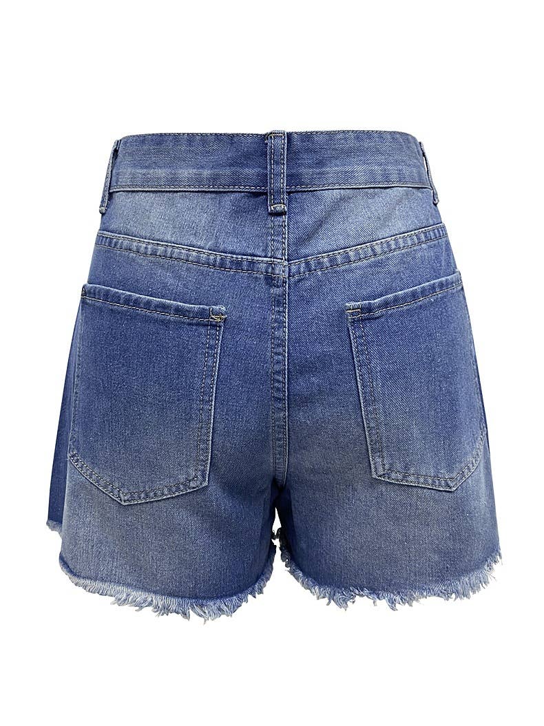 Handcrafted Distressed High-Waisted Denim Shorts