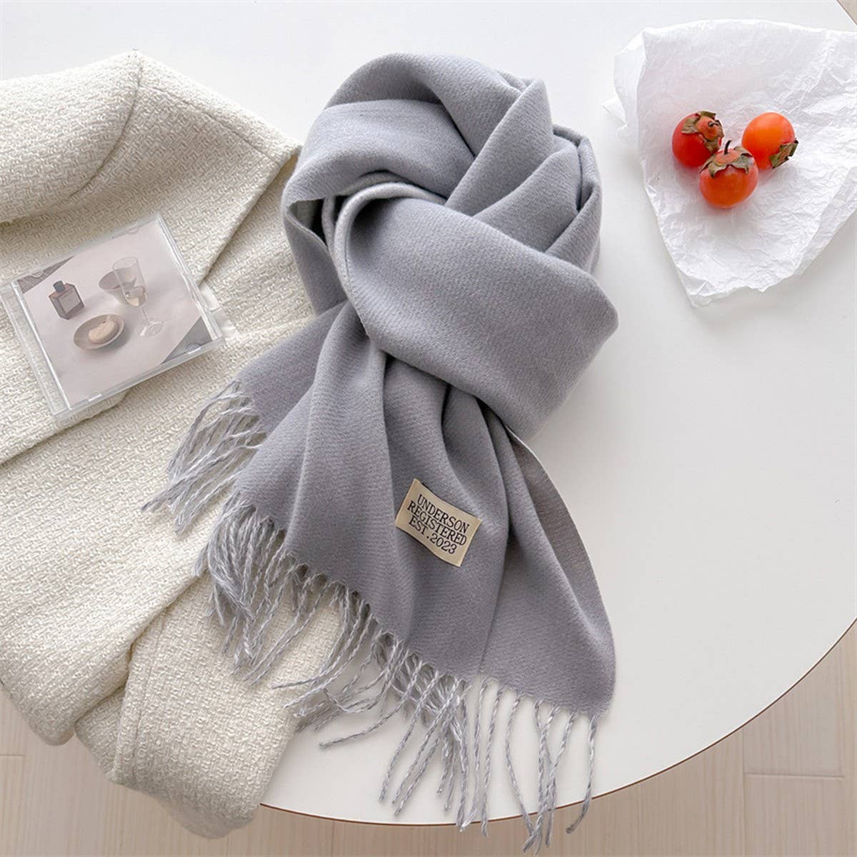 Double Sided Faux Cashmere Scarf-Solid Color Shawl