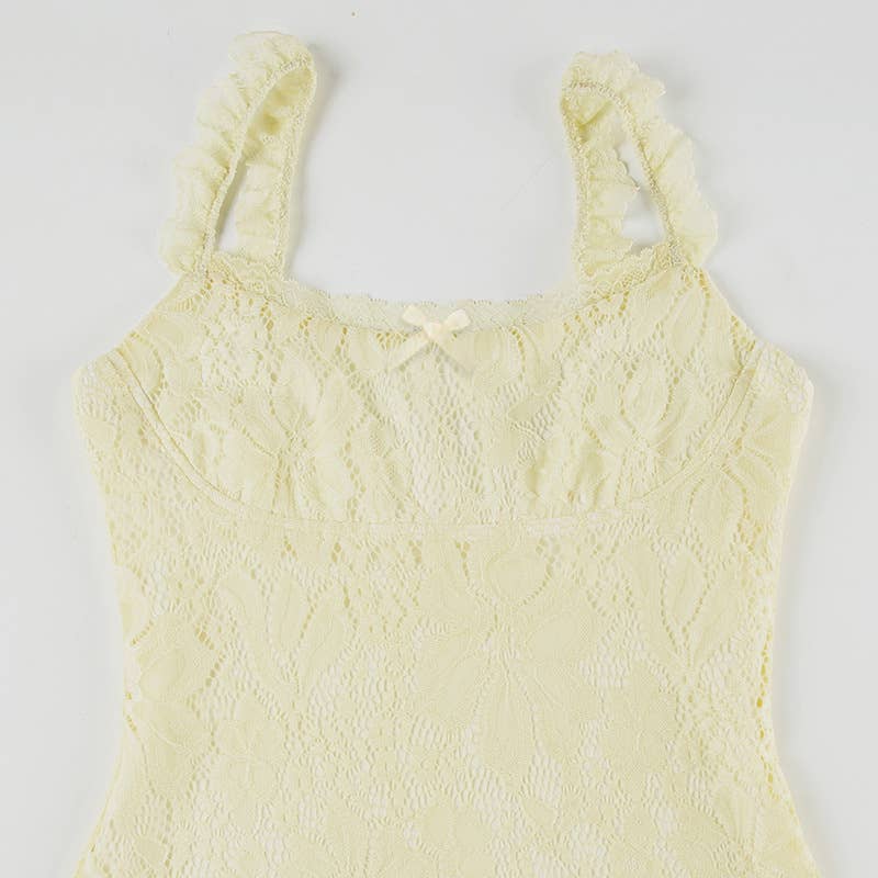 Sexy square neck slim lace A-line halter dress