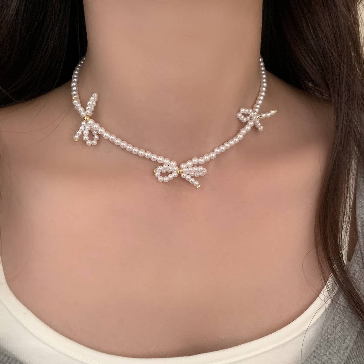 BOWKNOT NECKLACE ALL-MATCH HIGH-END PEARL NECKLACE_CWAJE3084