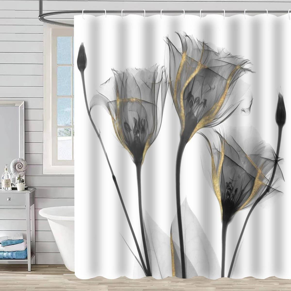 FLOWER BATHROOM ISOLATION SHOWER CURTAIN