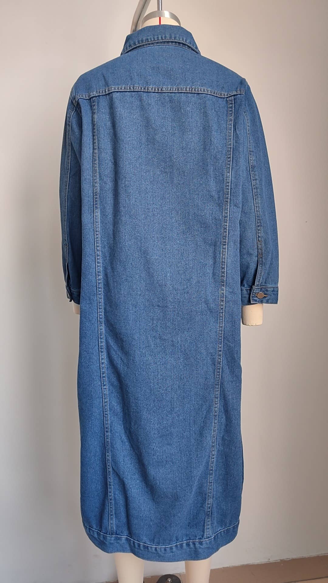 Washed cardigan long denim jacket and windbreaker