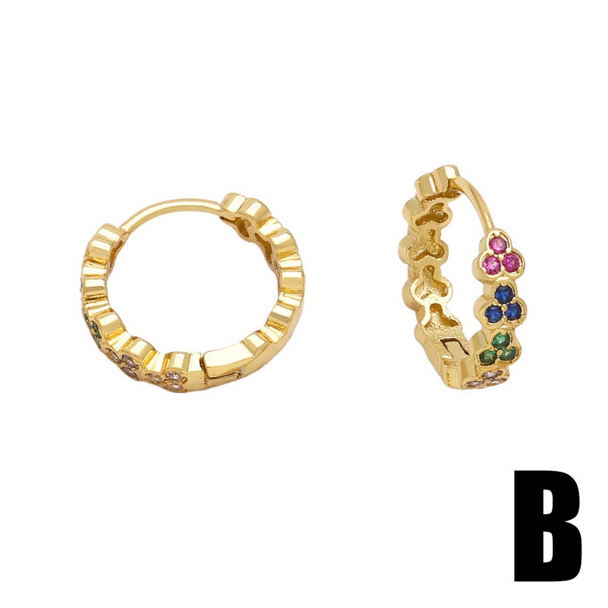 ROUND INLAID ZIRCON GOLD-PLATED EARRINGS