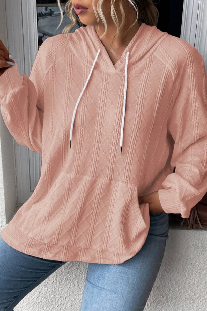 CWOHOL00634_SOLID COLOR HOODED LOOSE-FITTING SWEATSHIRT