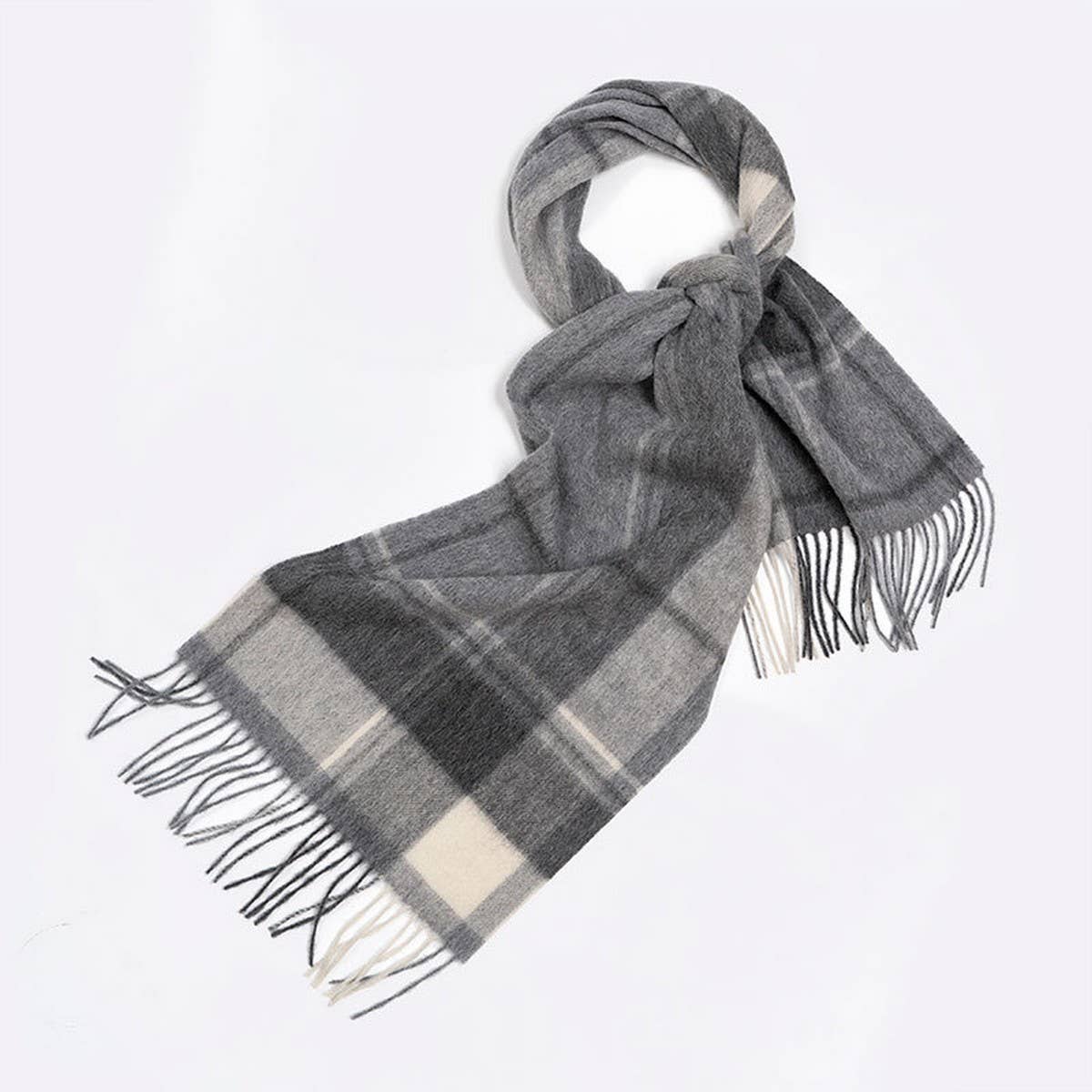 100% Wool Plaid Scarf Red Check Winter Warmth_CWASC2325