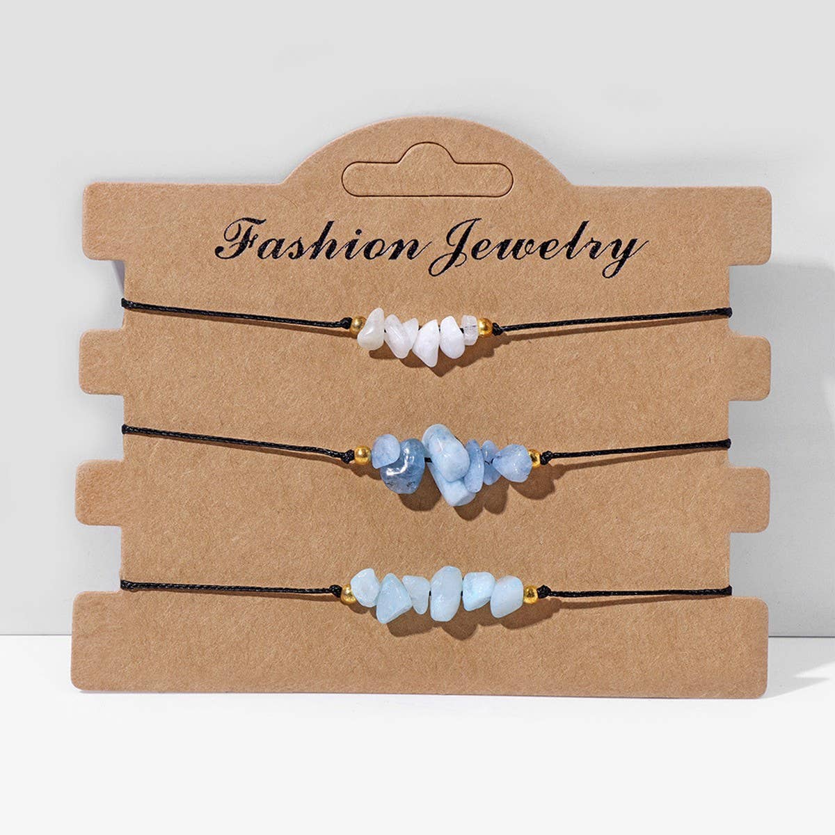 CRUSHED STONE TRIO BRAIDED BRACELET