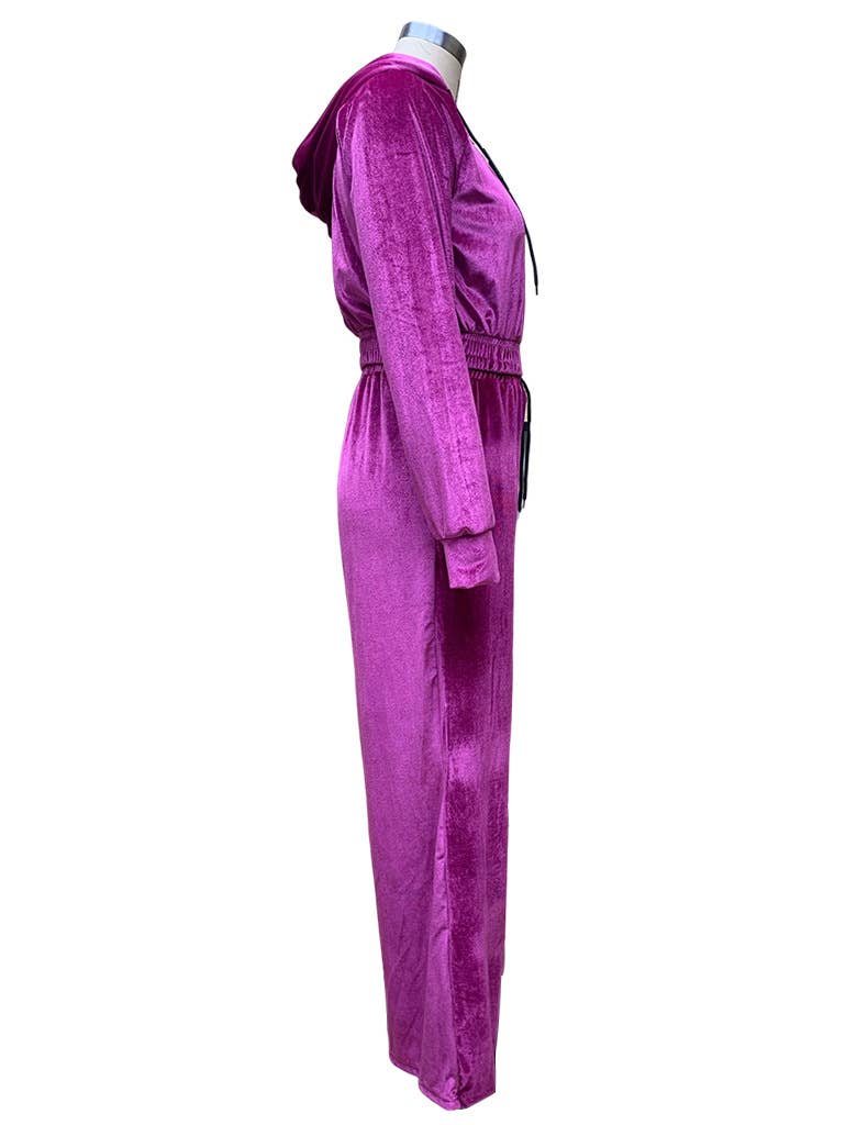 FASHION SPORTS STYLE HOODIE WIDE LEG PANTS SUIT
