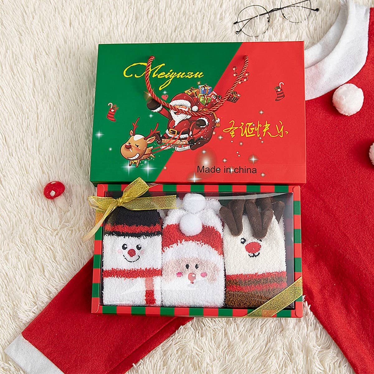 3 PAIRS OF GIFT BOX PARENT-CHILD MIDDLE TUBE SOCKS_CWMS0971