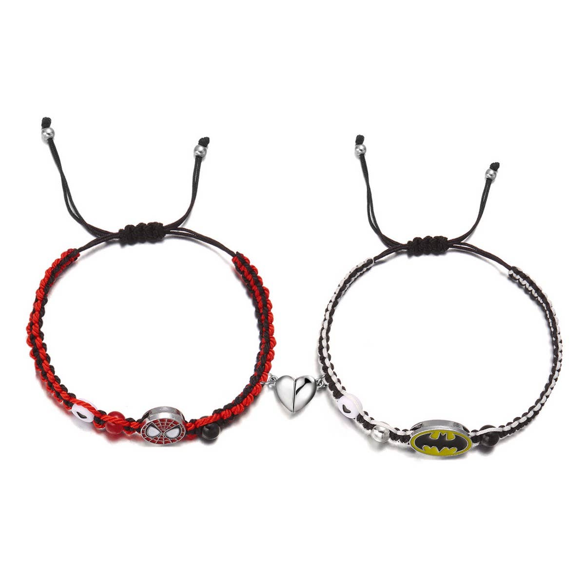 CWAJE2505_HALLOWEEN WOVEN HEART MAGNETIC COUPLE BRACELET