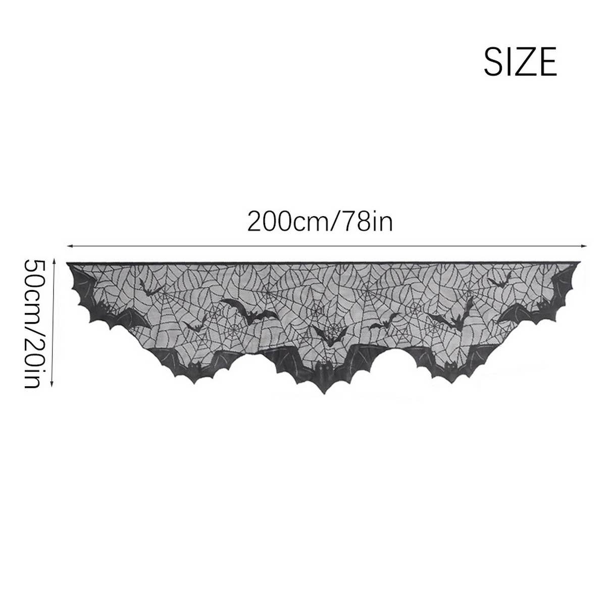 HALLOWEEN MANTEL BAT LACE TABLE RUNNER