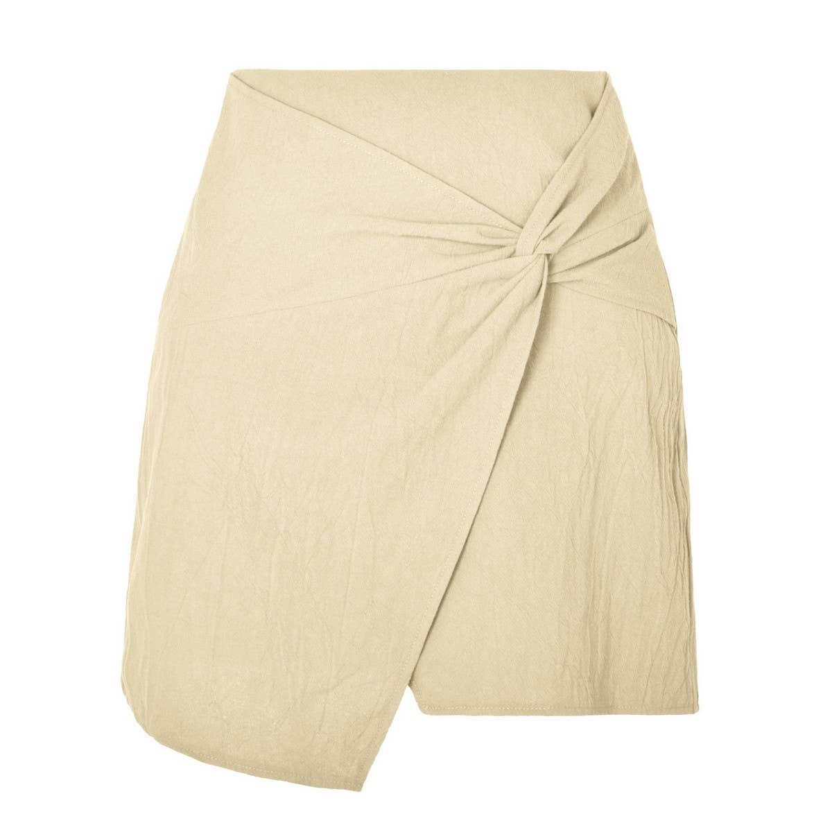 HIGH WAIST COTTON AND LINEN TWISTED SKIRT