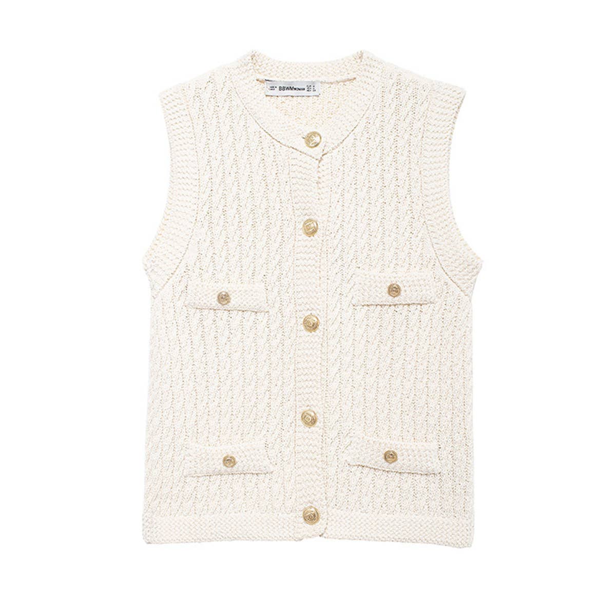 EIGHTSTRAND KNITTED CREW-NECK SINGLE-BREASTED VEST