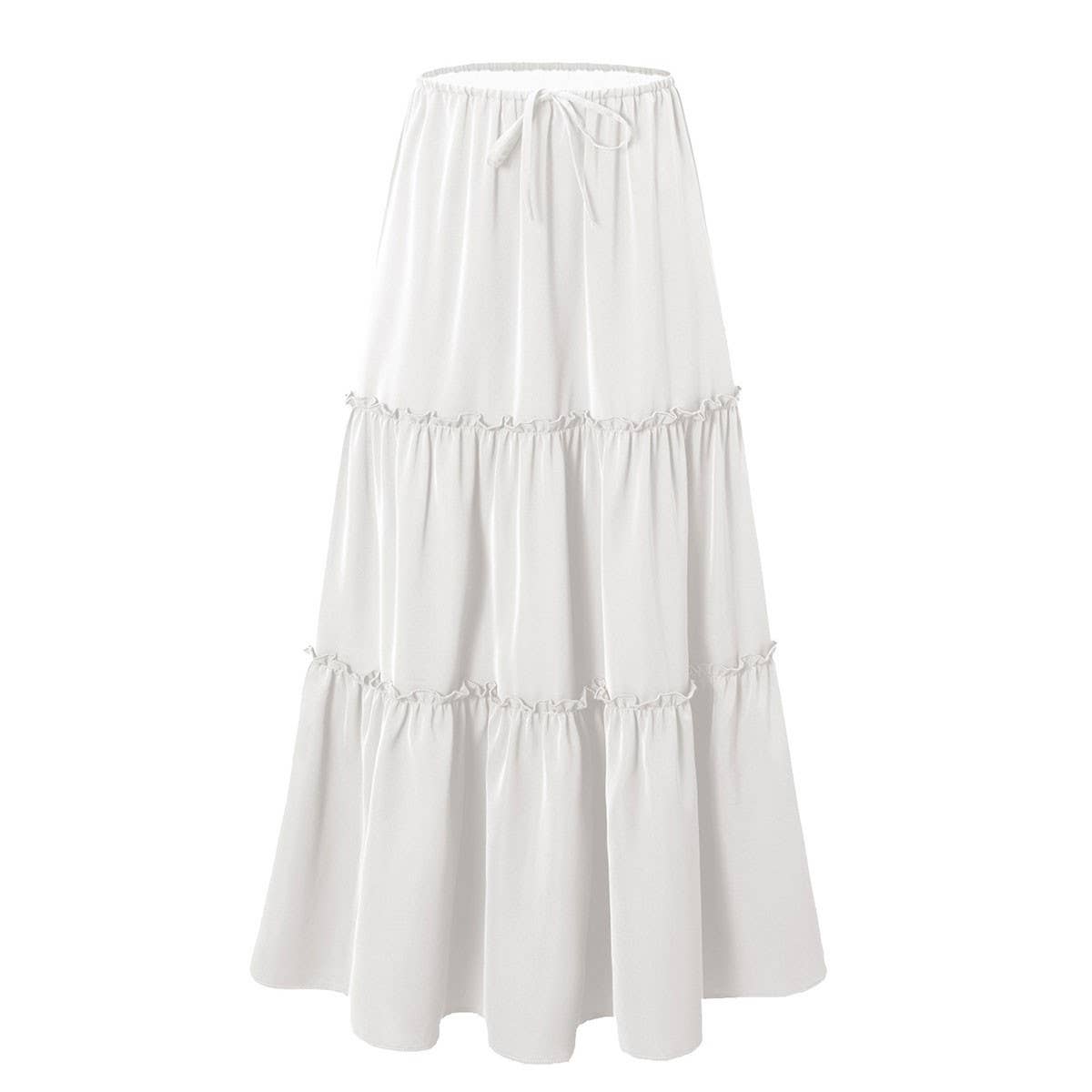 HIGH WAIST ELASTIC MAXI SKIRT WITH ADJUSTABLELACES