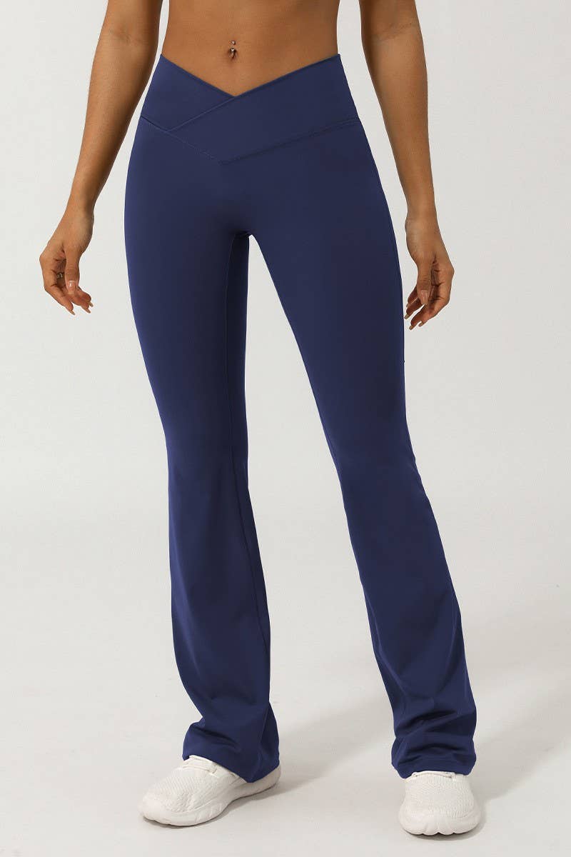 CWBLP1230_V WAIST CROSS FITNESS SPORTS YOGA FLARED PANTS