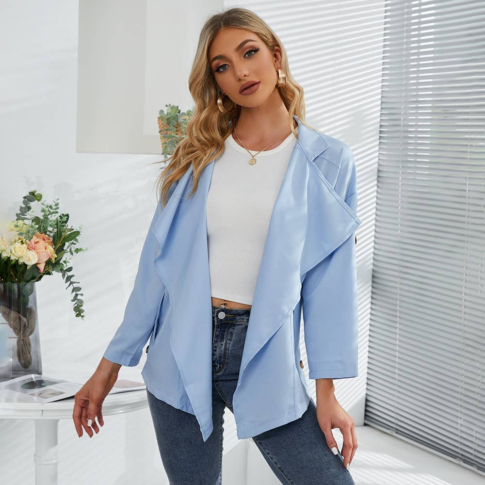 SUIT COLLAR IRREGULAR LONG SLEEVE WINDBREAKER