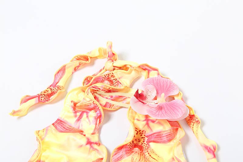 Sexy Halter Tie Floral Bikini Set