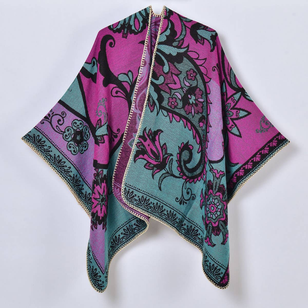 VINTAGE CASHEW PATTERN CARDIGAN SHAWL