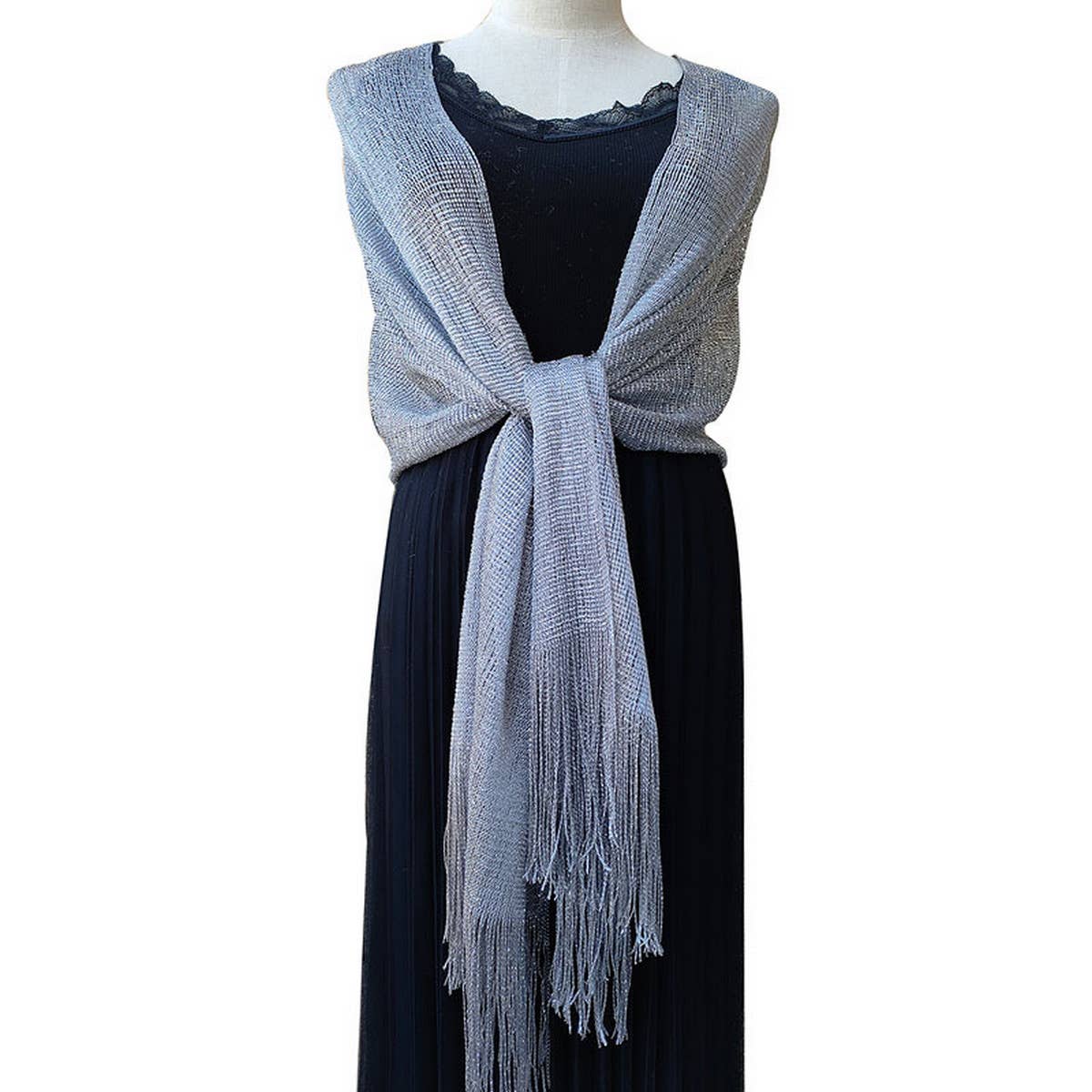 FASHIONABLE GOLD AND SILVER SILK SHAWL