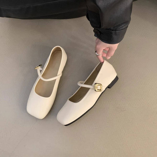 Vintage Square Toe Mary Jane Flats for Women