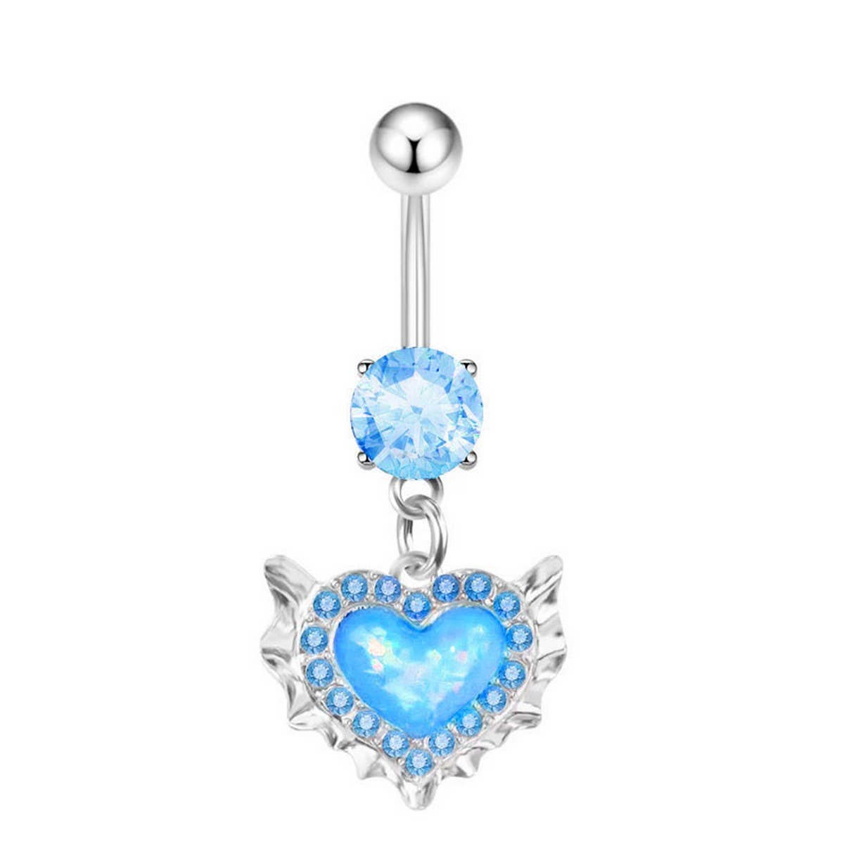 Heart Opal Zircon Belly Button Ring
