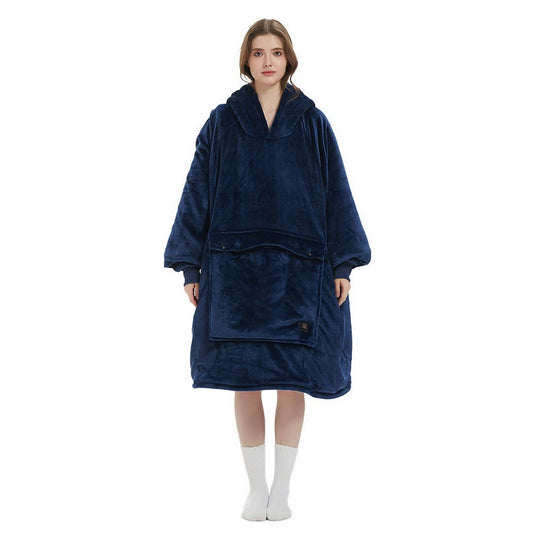 USB Heated Hoodie Blanket Double-Layer Flannel