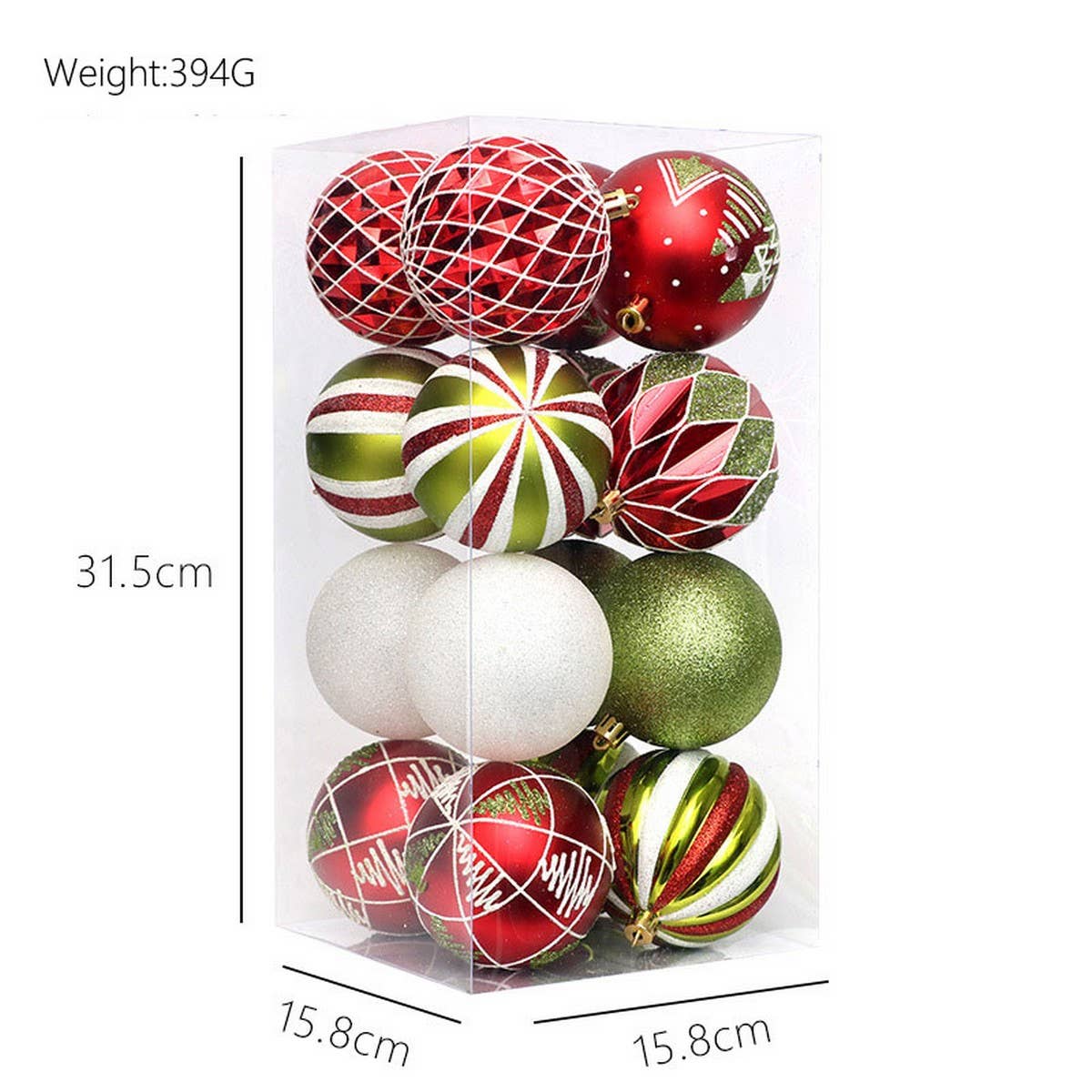 16pcs 8cm Painted Christmas Ball Ornament Set_CWMM9881