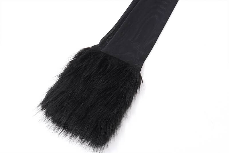 Sexy Fur One-Shoulder Mesh Asymmetrical Top