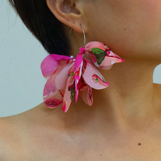 Fabric Tassel Earrings ??Handmade Statement Drop_CWMM6160