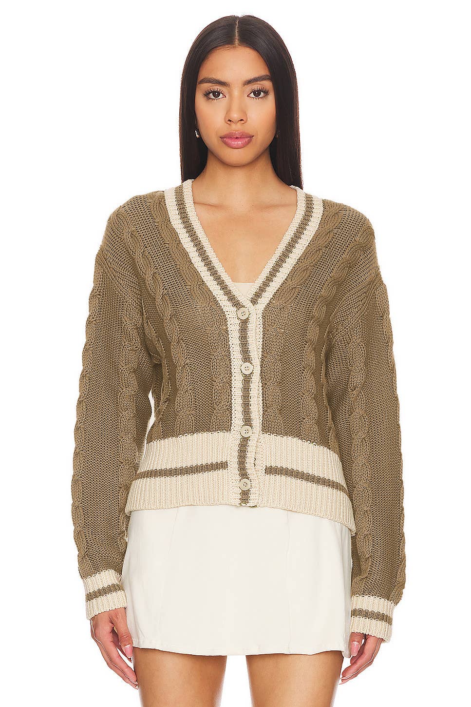 V-NECK MATCHING COLOR TWIST LOOSE CARDIGAN COAT