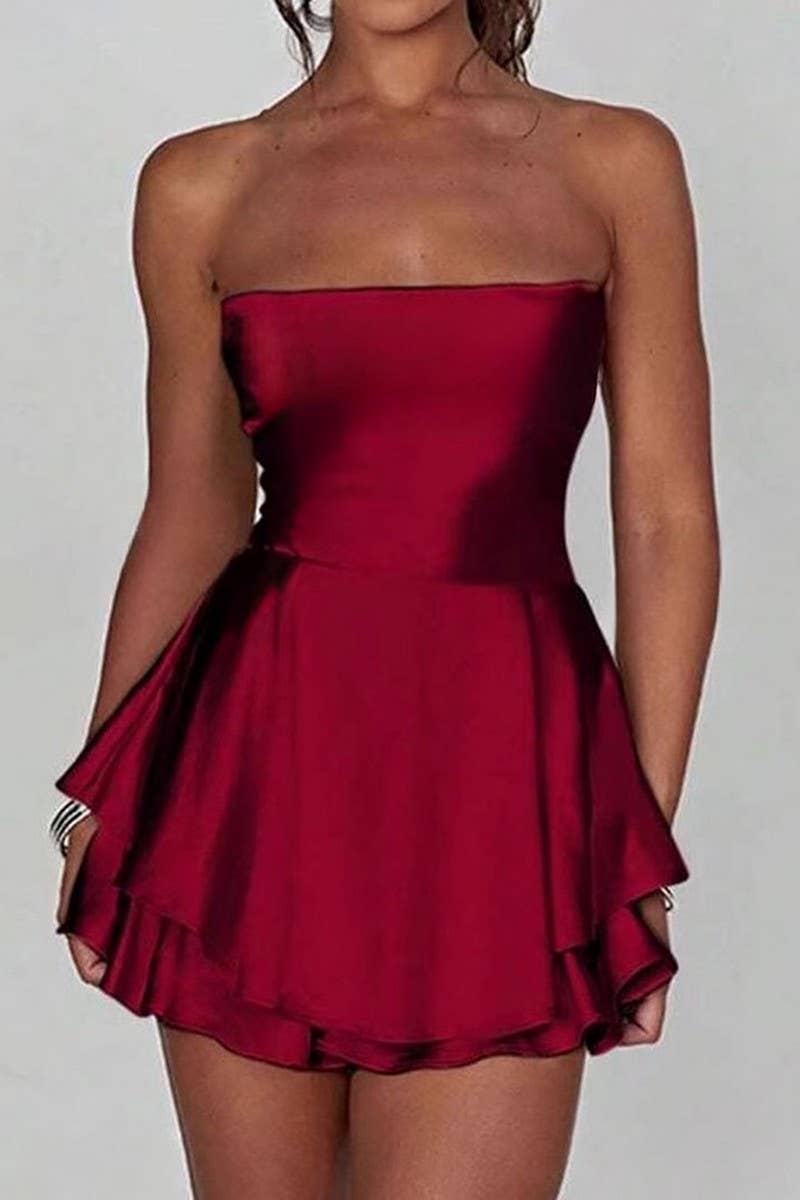 CWDSD7854_SUMMER TUBE TOP BACKLESS DRESS