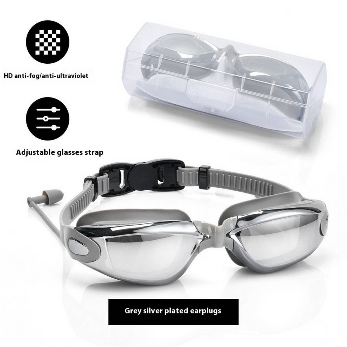 Silicone Racing Swim Goggles, HD Anti-Fog Mirror