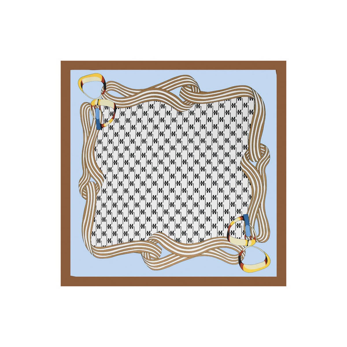 Chain Print Satin Square Scarf for Summer Sun_CWASC1158