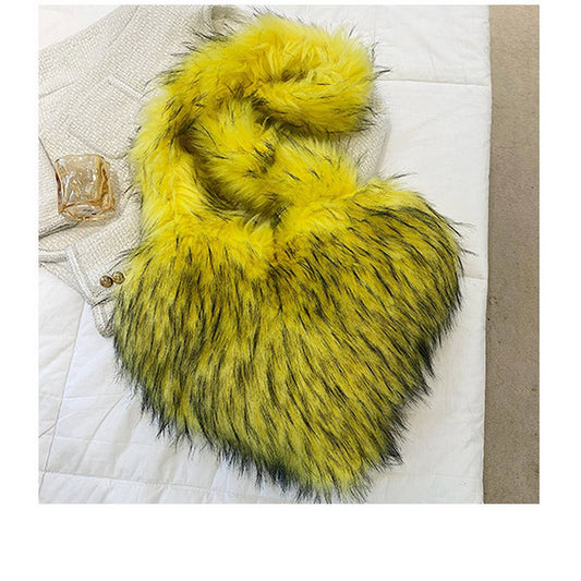 Fluffy Heart Shoulder Bag Women Plush Fur_CUAB00609