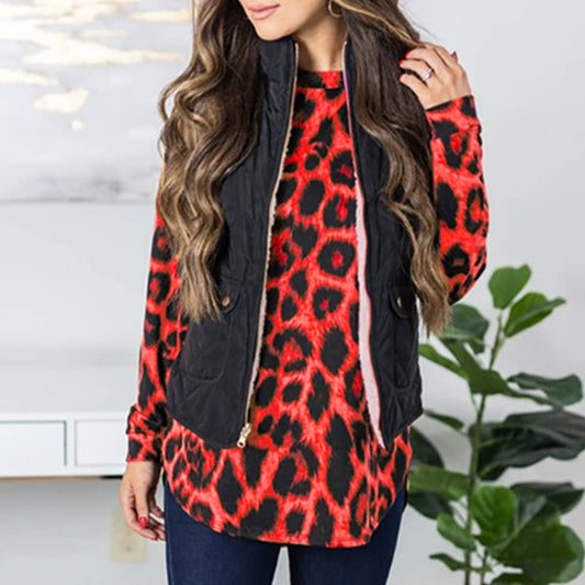 LEOPARD PRINT LOOSE PULLOVER LONG SLEEVE T-SHIRT