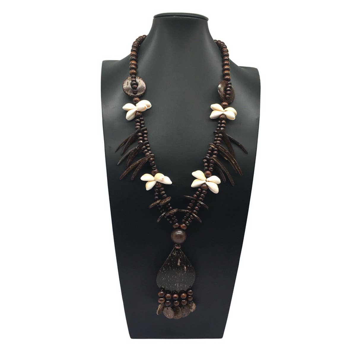 BOHEMIAN COCONUT WOOD BEAD LONG NECKLACE_CWMM4552
