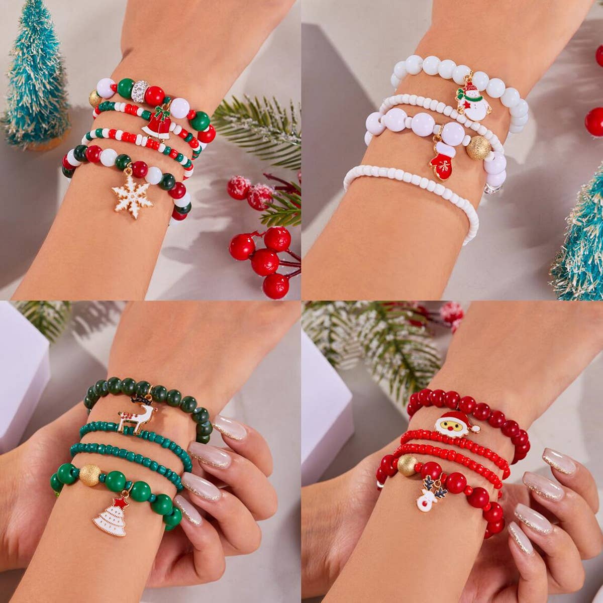 COLORFUL DIAMOND-STUDDED SNOWFLAKE ELASTIC BEADS
