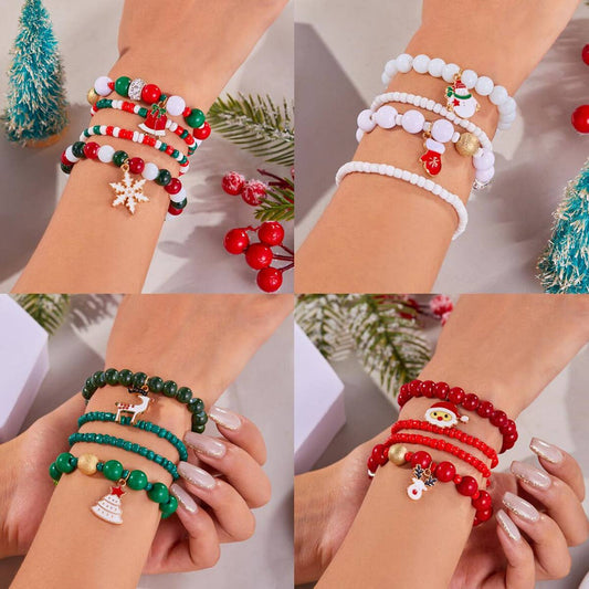 COLORFUL DIAMOND-STUDDED SNOWFLAKE ELASTIC BEADS