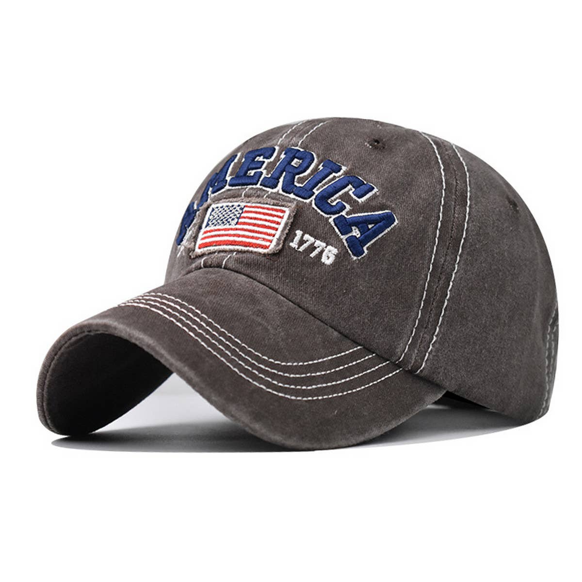 Cotton Washed Flag Embroidered Baseball Cap CWAH1375