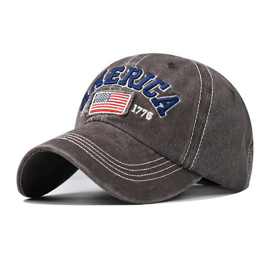 Cotton Washed Flag Embroidered Baseball Cap CWAH1375