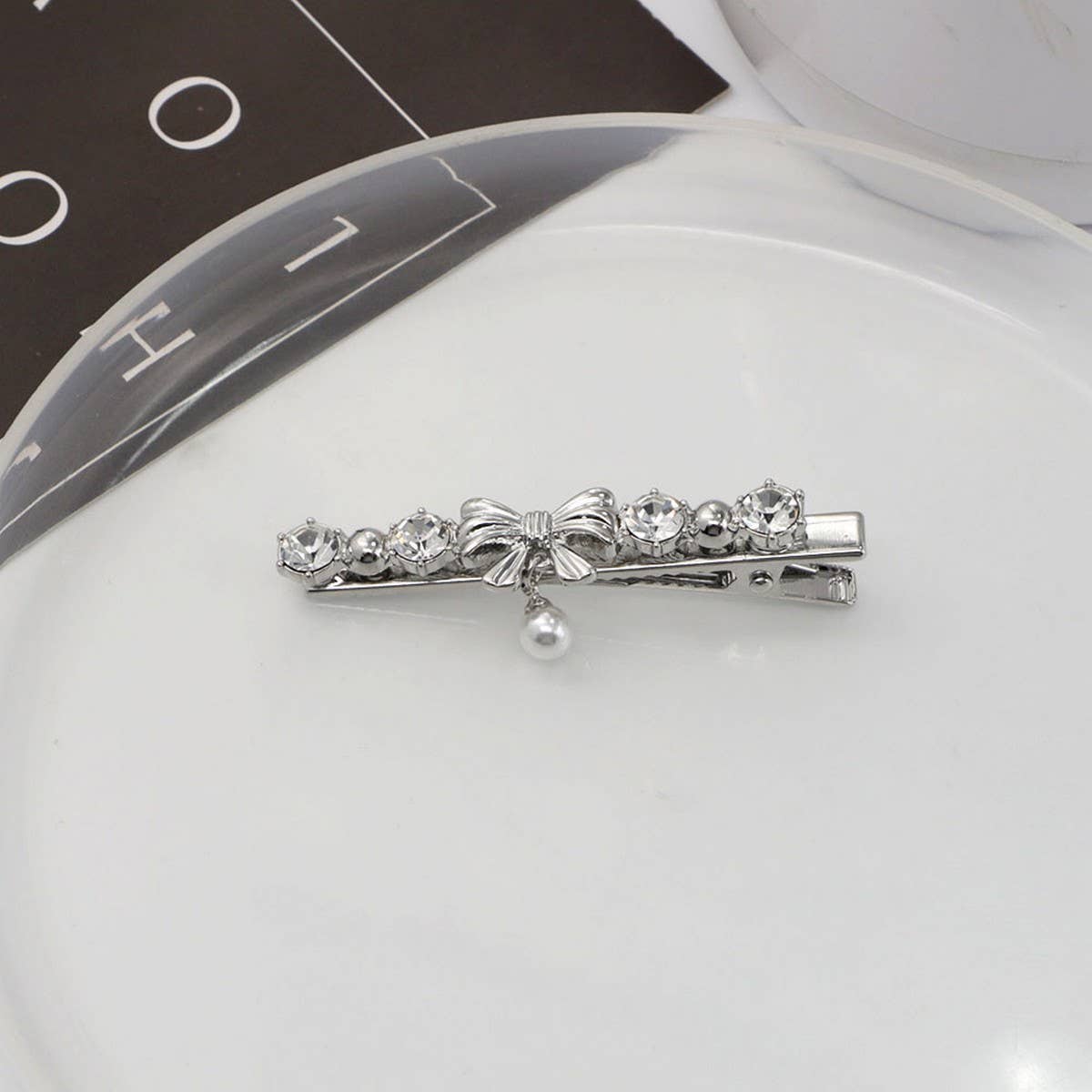 METAL ROSE HAIRPIN SIDE BANGS DUCKBILL CLIP