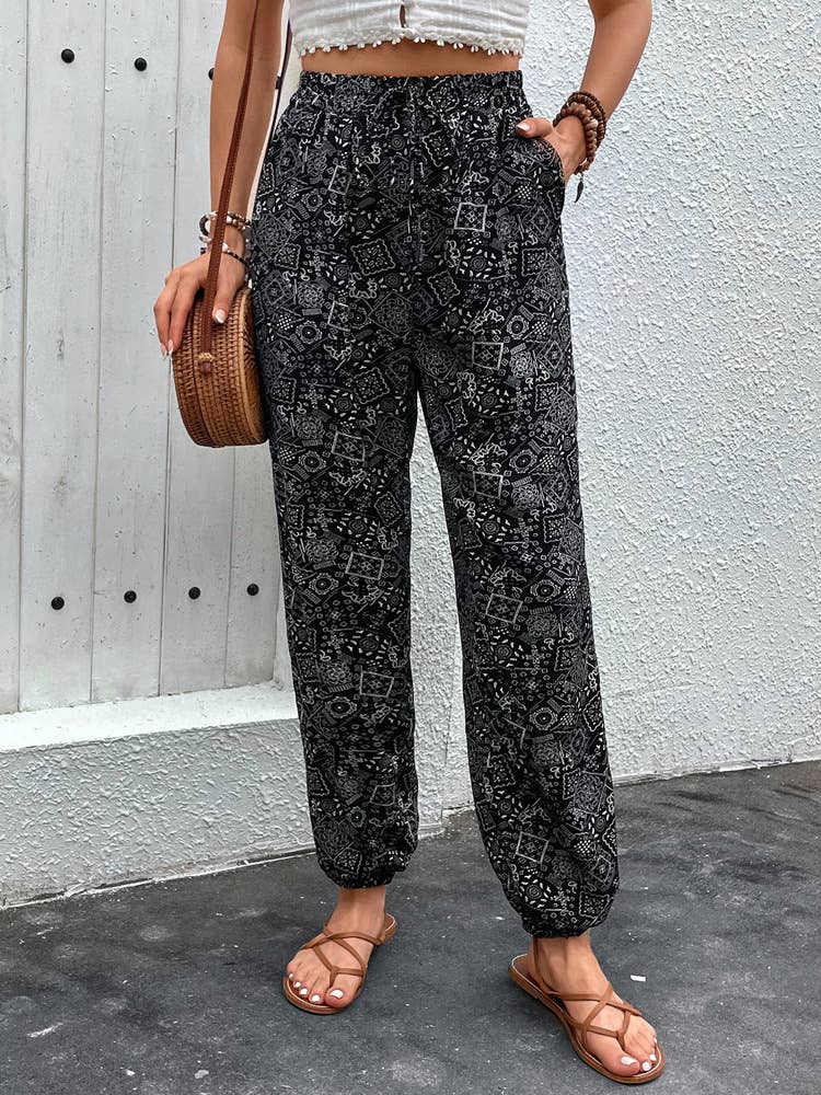 PRINTED BOHO PANTS WITH LONG LEGS