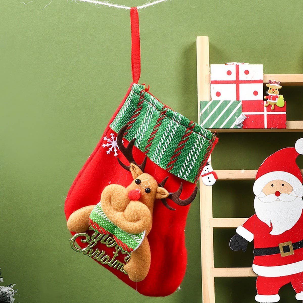 SEQUINED 3D SANTA CLAUS CHRISTMAS STOCKINGS