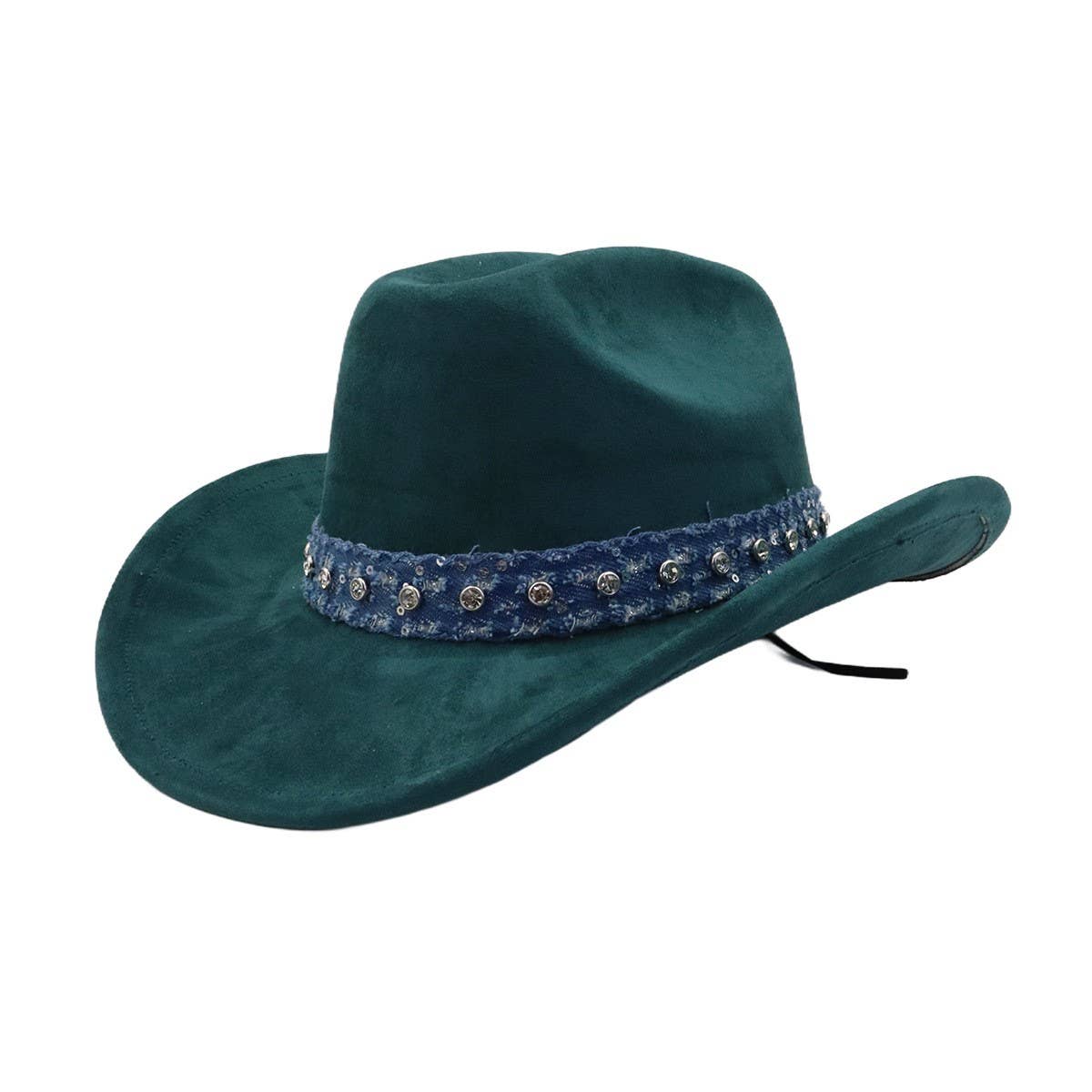 Suede Western Cowboy Fedora Hat Ethnic Style_CWAH04501
