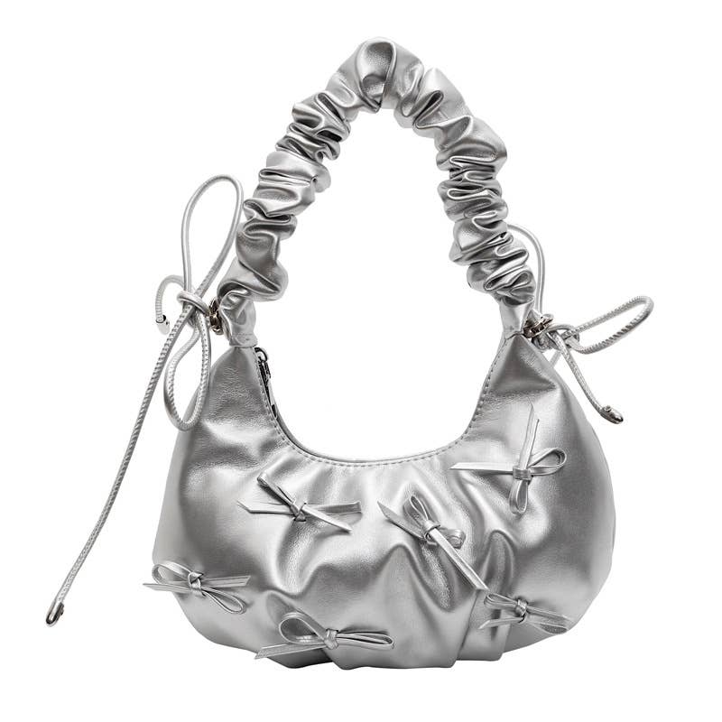 Fashionable pleated bow crossbody bag