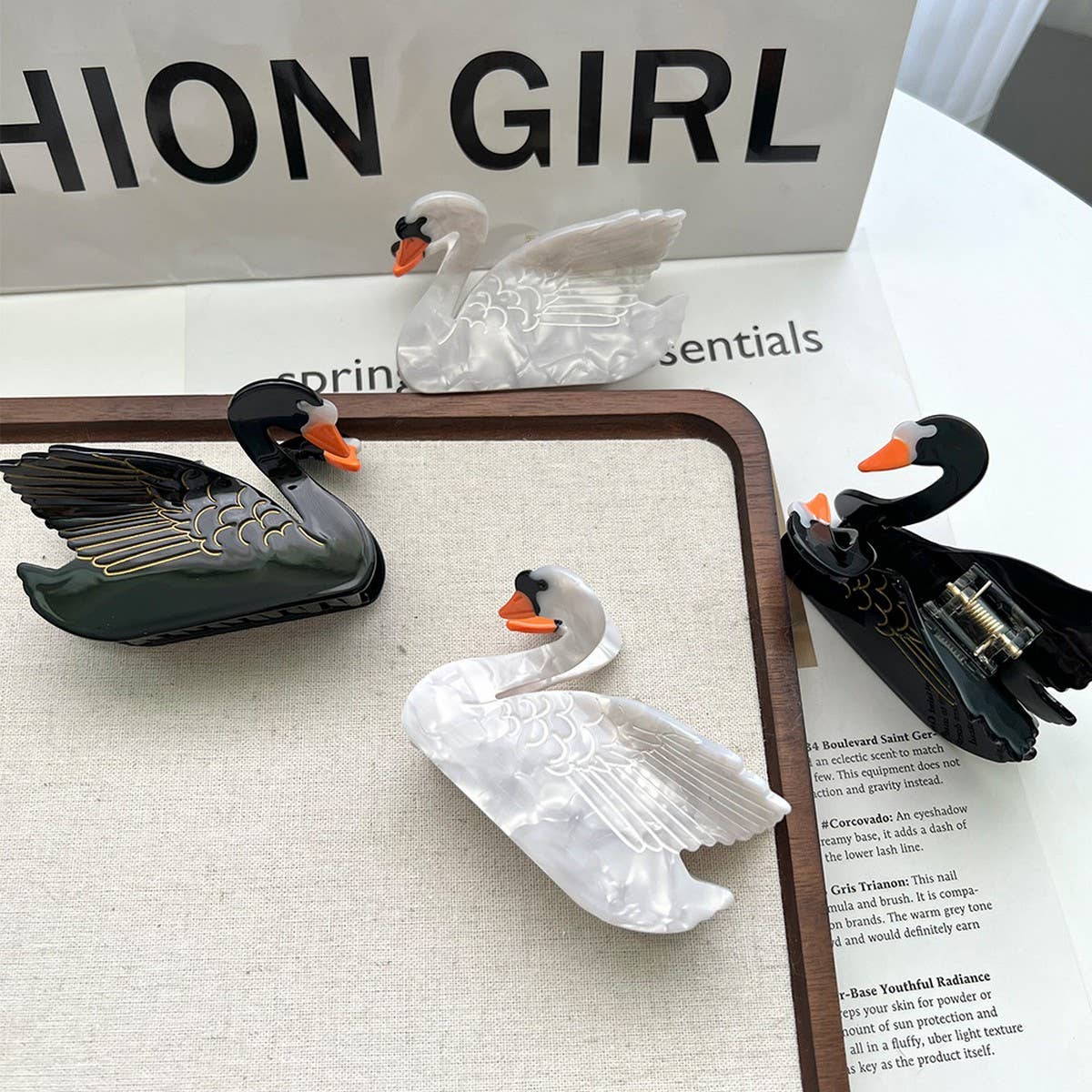 Elegant Swan Acetate Claw Clip for Girls