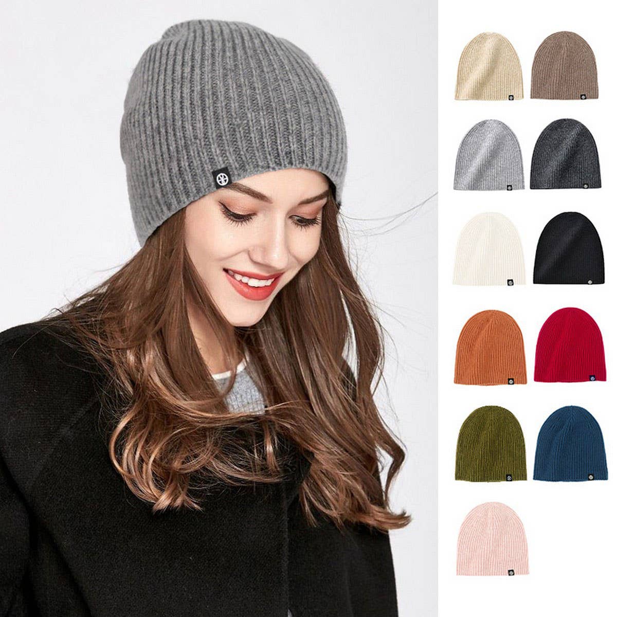 WINTER SOLID COLOR OUTDOOR WARM WOOL KNITTED HAT_CWAH2453